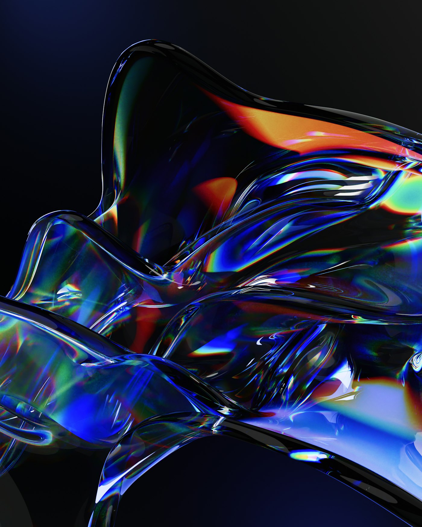 Iridescent glass sculpture